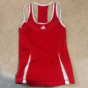 Adidas Women's Red Tank Top with White Accents